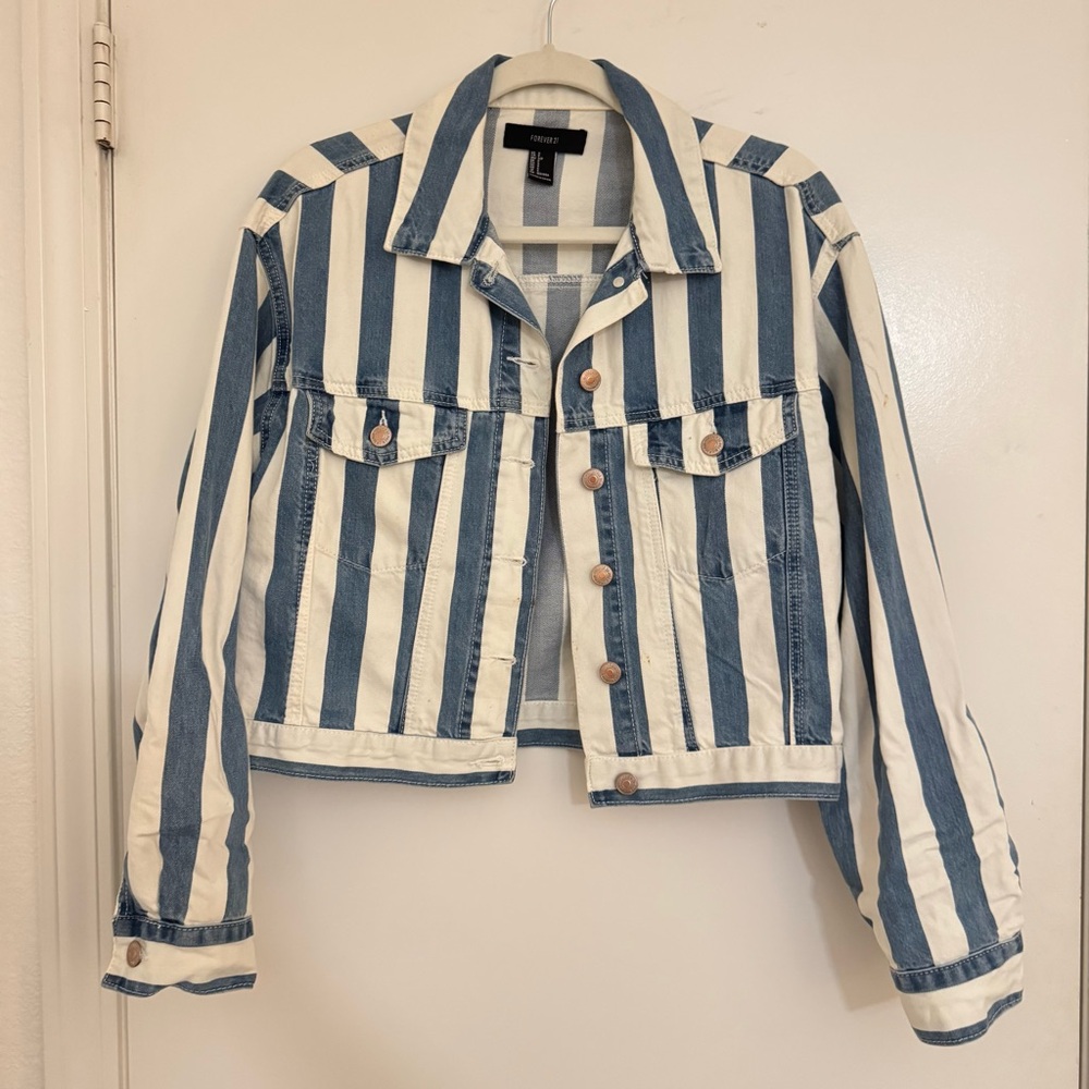 Forever 21 Striped Denim Jacket – Size Small